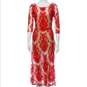 For love and lemons XS red lace midi dress! Worn once, excellent condition!
